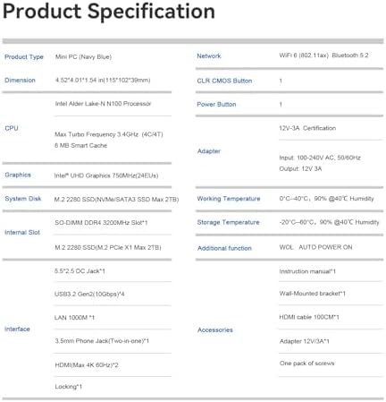Beelink ME Mini PC, Intel N150 Processor, 12GB LPDDR5, Dual |5G LAN, 64GB eMMC + 2TB SSD, Ideal for Cloud Computing and