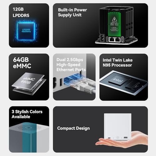 Beelink ME Mini PC, Intel N150 Processor, 12GB LPDDR5, Dual |5G LAN, 64GB eMMC + 2TB SSD, Ideal for Cloud Computing and